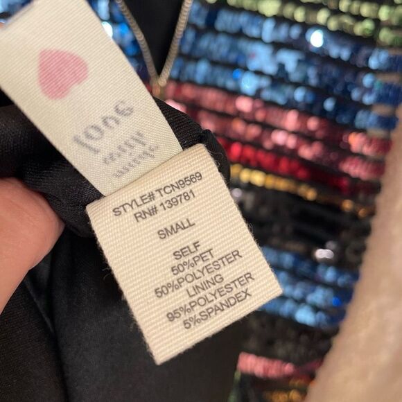 Tea & Cup Multi Sequin Rainbow Striped Sleeveless Midi Dress, Small NWOT - Picture 7 of 10